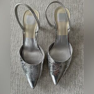 Dolce Vita Silver Pointed Slingback Heels